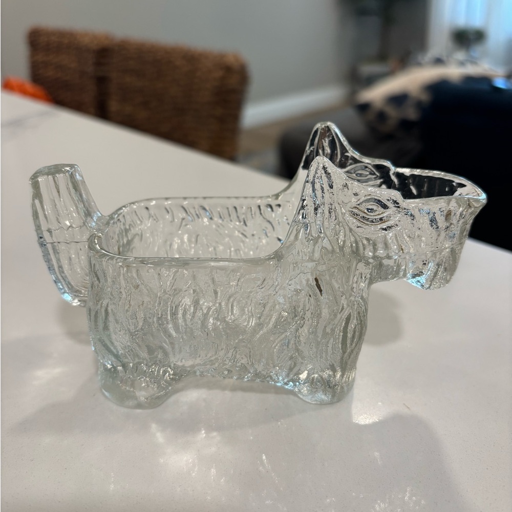 Clear Glass Dog-Shaped Dish